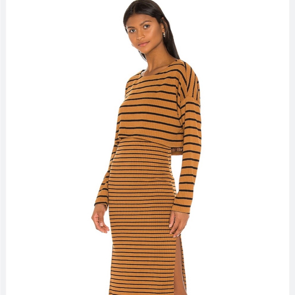 Free People Zinnia Striped Top in Black/Bronze